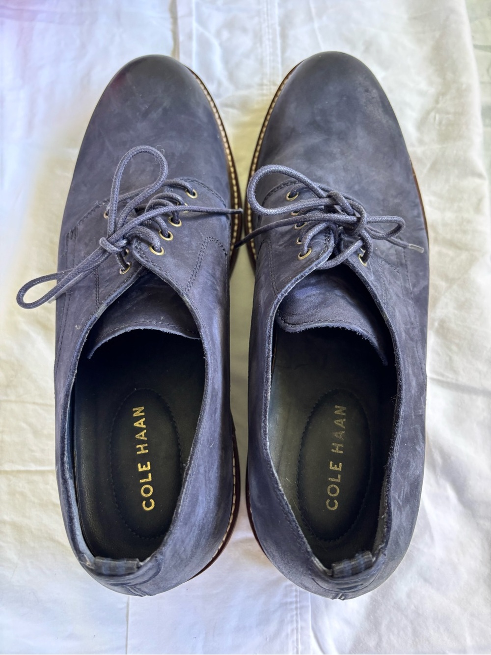 Men's Cole Haan Plain Toe Oxford Shoes Color Midnight Moon Size 12 M Made USA - Picture 3 of 5